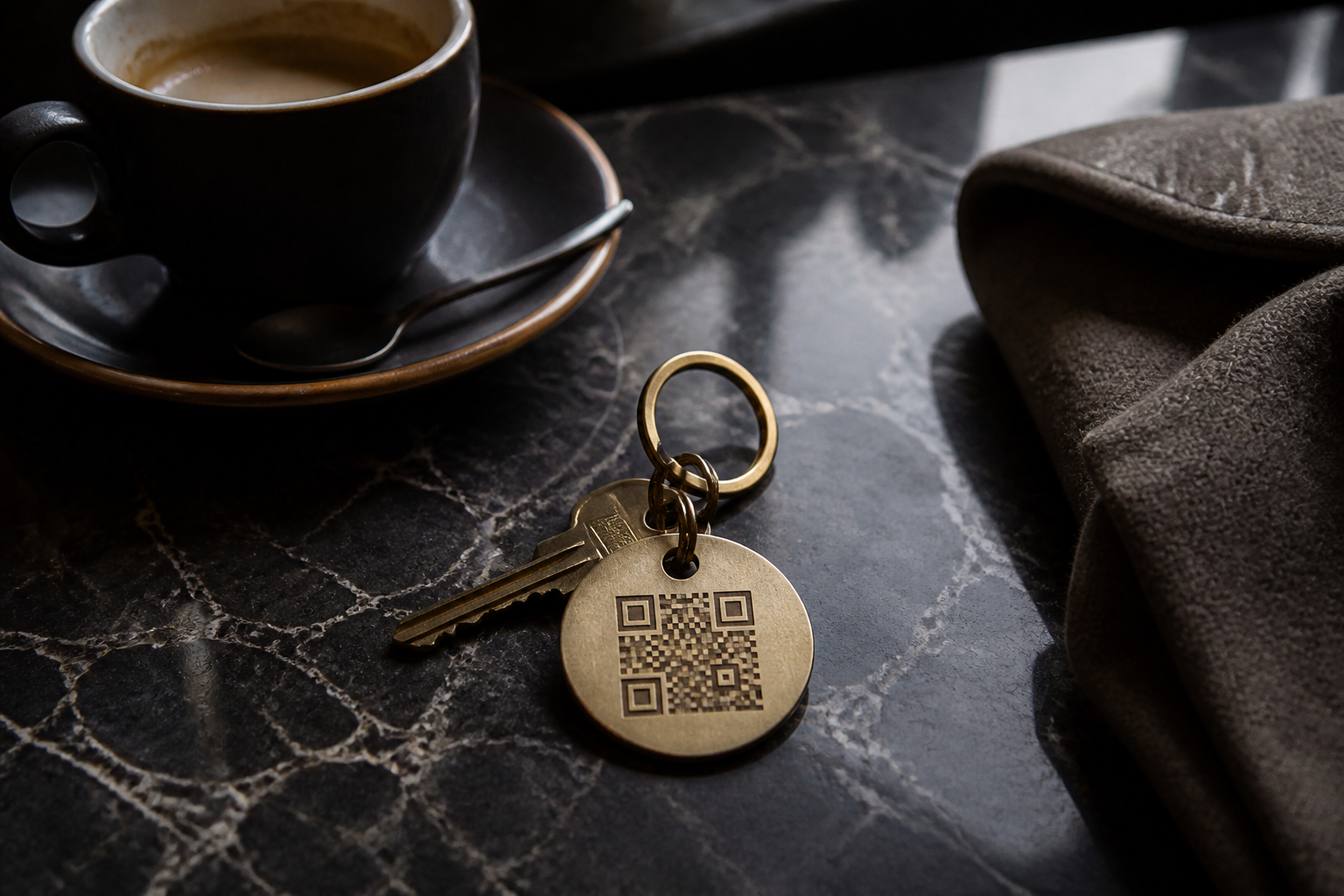 Found keys with ONEBACK on a cafe table