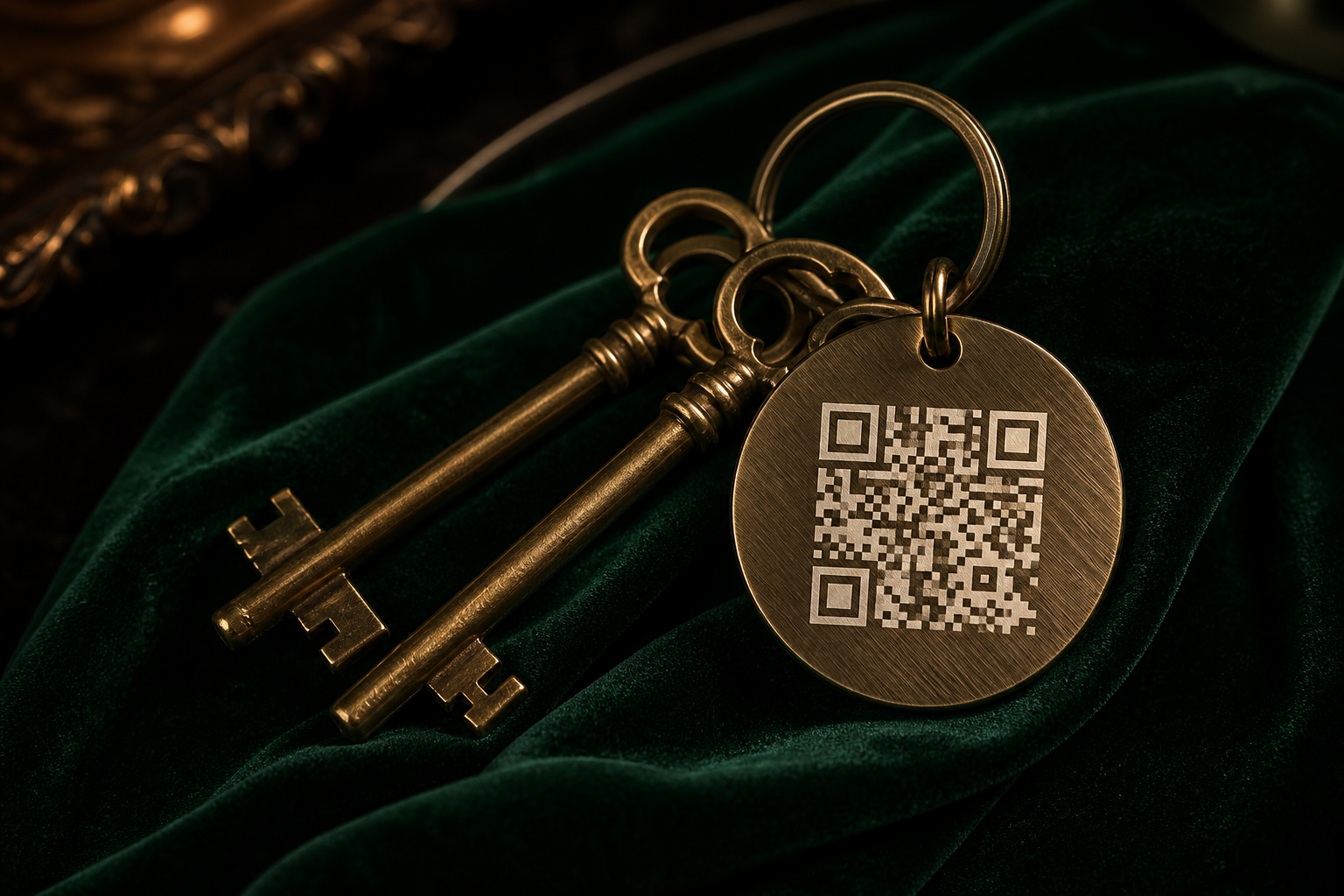 Keys with a ONEBACK charm on velvet