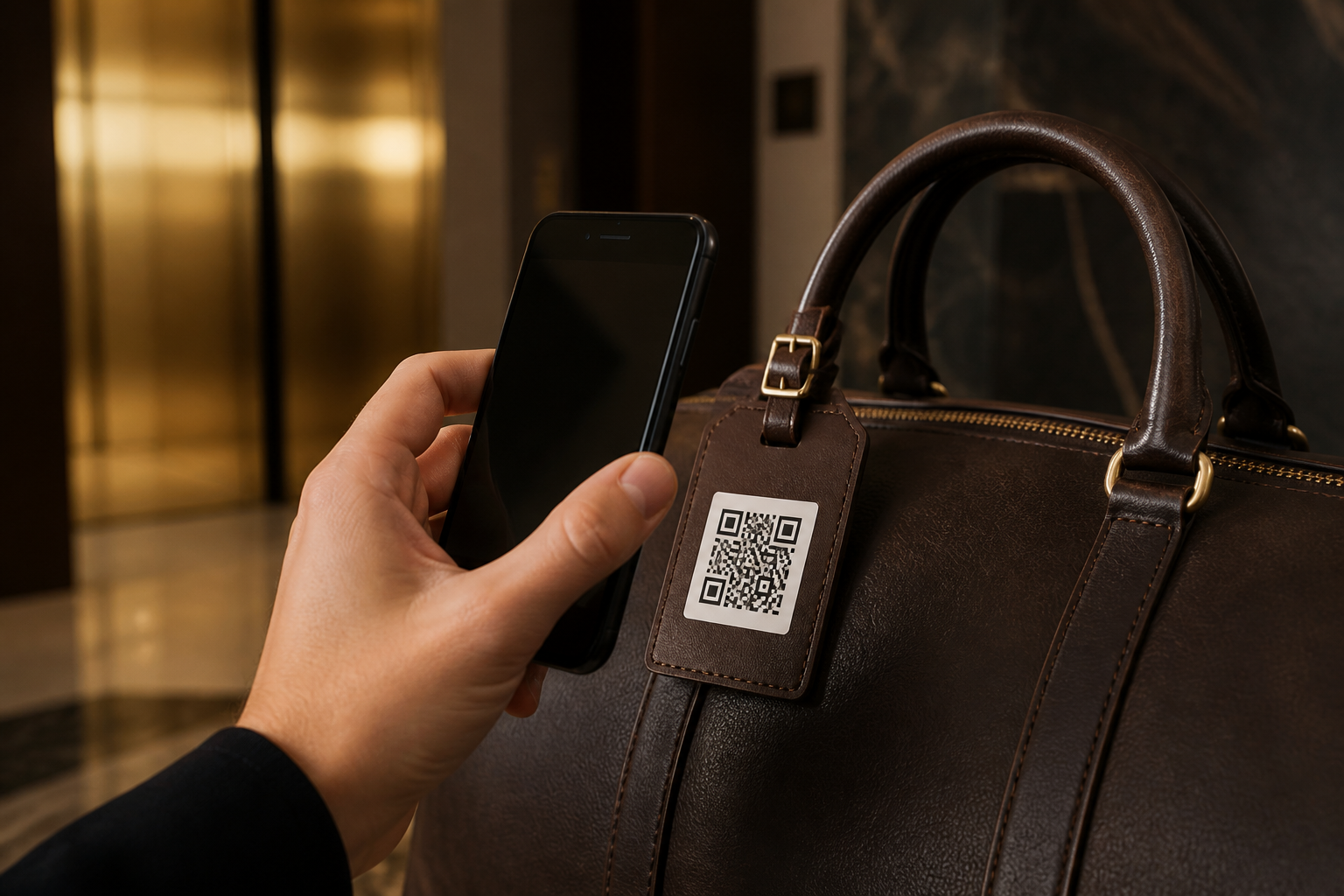 Scanning a luggage sticker with a phone